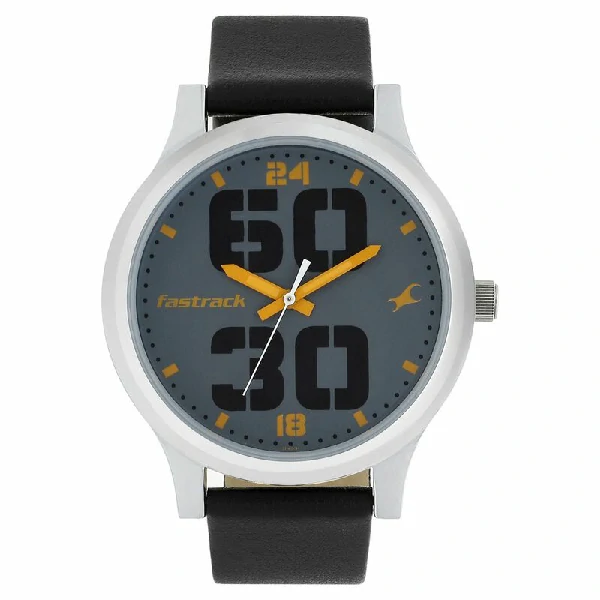 Fastrack NR38051SL03 Bold Quartz Analog Grey Dial Leather Strap Watch