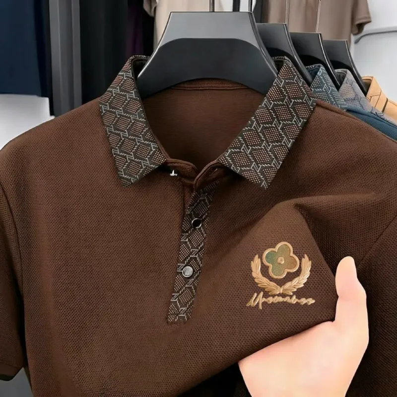 Men's Sticker Logo Polo Shirt, PK Cotton, Chest 38 to 44 Inch