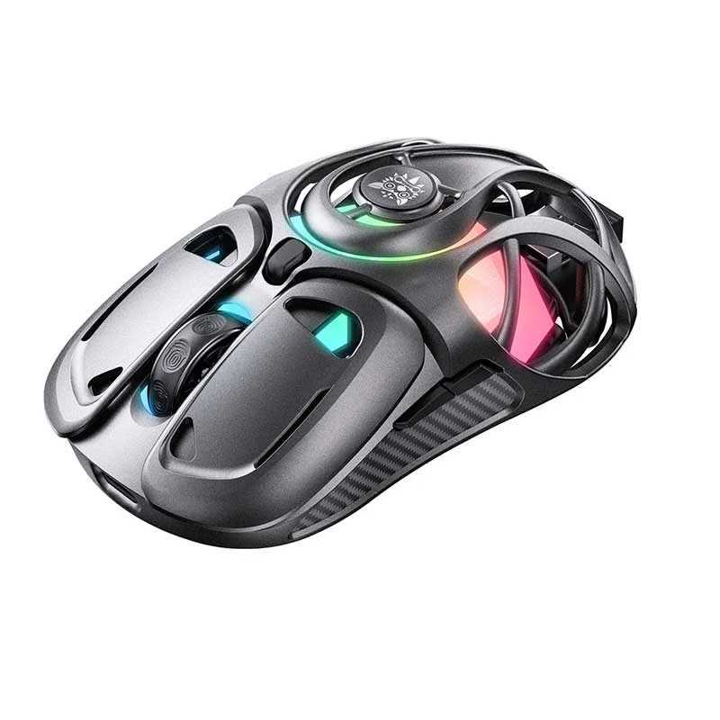 Onikuma DM02 Honeycomb RGB Tri-Mode Wireless Gaming Mouse Gray