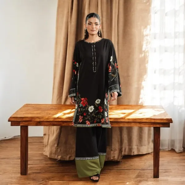 চেরি জর্জেট প্রিন্টেড টু পিস