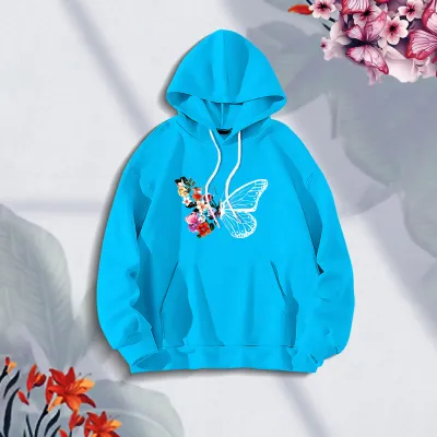 স্টাইলিশ আরামদায়ক লেডিস উইন্টার হুডি (Butterflies)