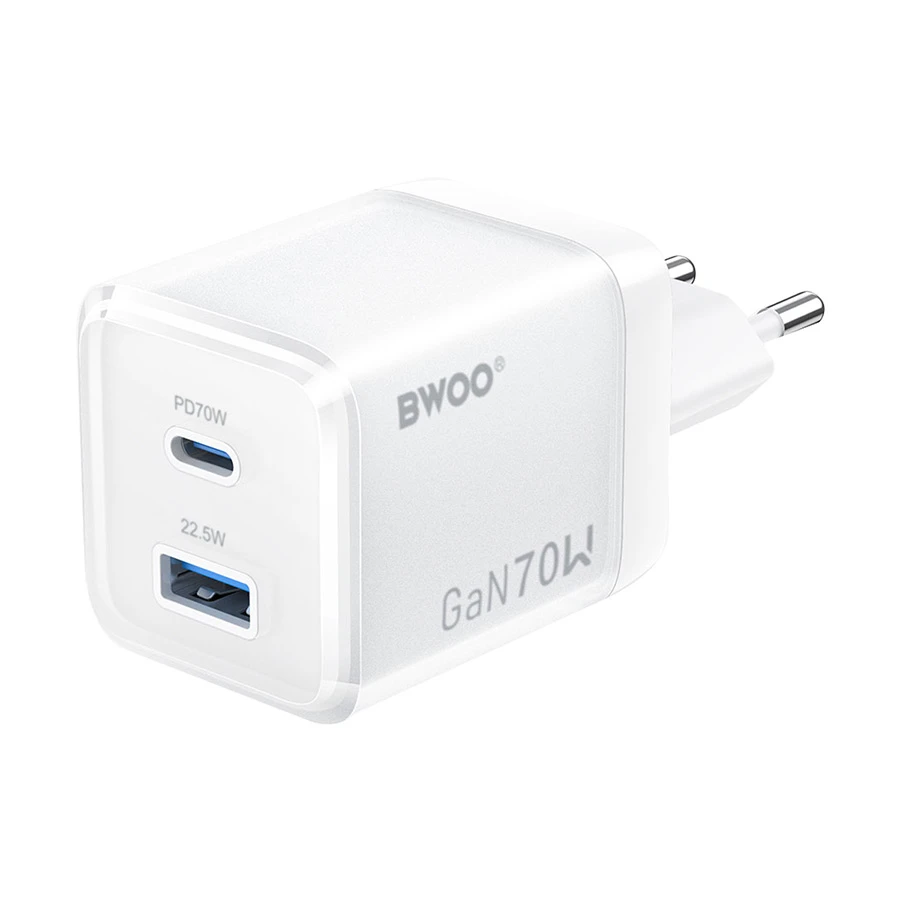 Bwoo BO-CDA224 70W GaN USB & USB-C Charger White (EU)