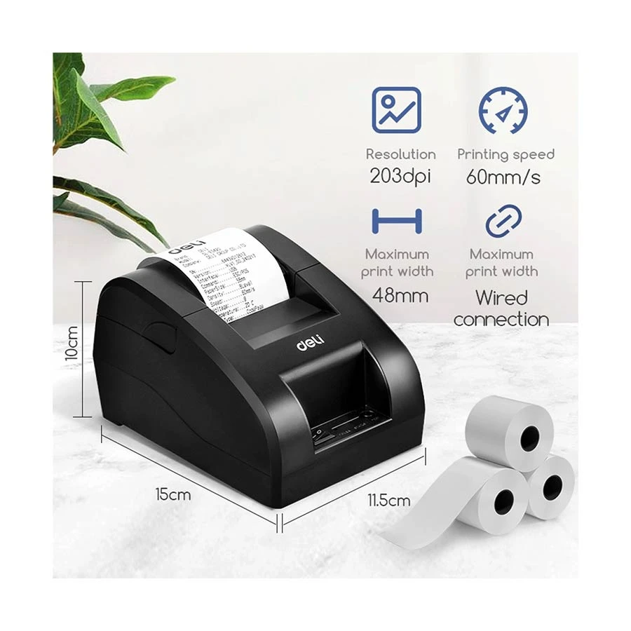 Deli ES420 Thermal POS Receipt Printer (48mm/1.89 inch, USB)