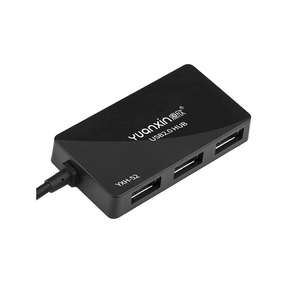Yuanxin YXH-52 USB Male to Quad USB Female Black Hub