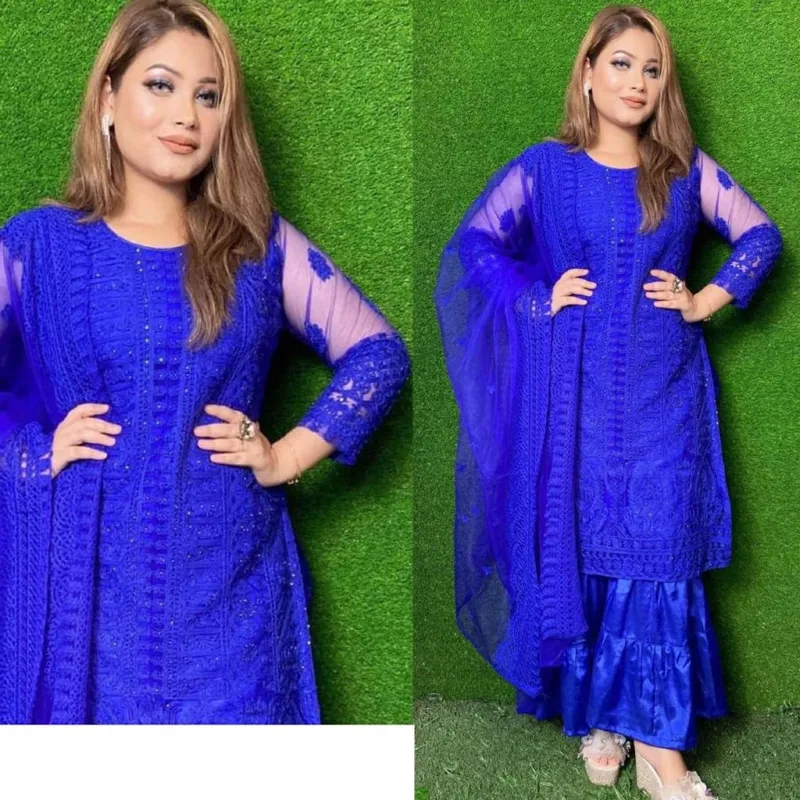 Aari Work Unstitched Three Piece with Kuchi Orna