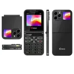 Gretel G7 ফ্লিপ ফোল্ডিং ফোন, ডুয়াল ডিসপ্লে (কালো)