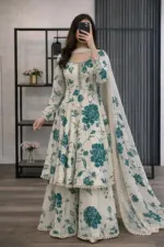 স্ক্রিন প্রিন্ট কটন গারারা থ্রি পিস, লেইস ওয়ার্ক, M ও L