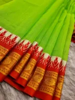 Half Silk Cotton Blend Modhurai Paar Saree, 12 Haath