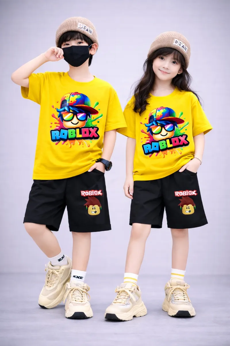 Kids' 200 GSM Drop Shoulder Tee and Pant Set, Sizes 2-3Y and 4-5Y