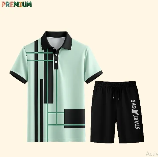 Men's Pure Cotton Polo Shirt and Half Pant Combo, 200 GSM