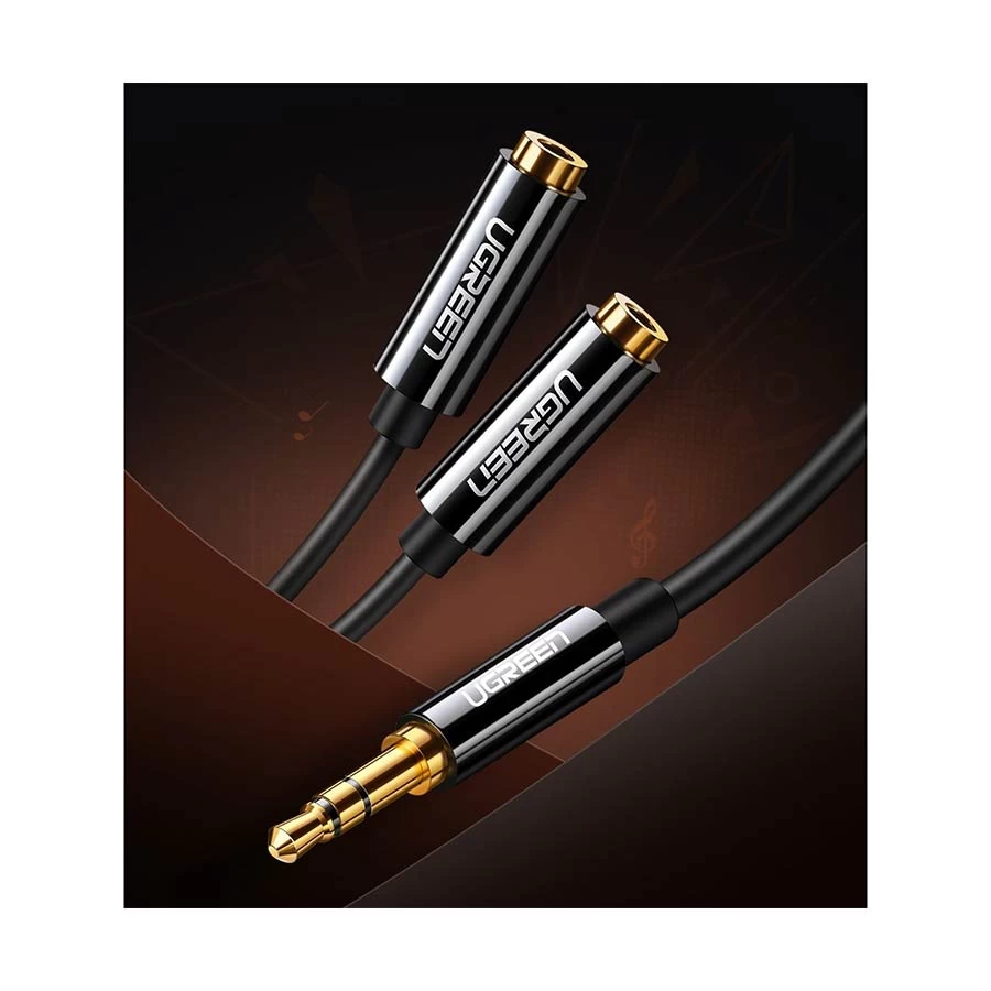 UGREEN 20816 3.5mm Male to Dual Female Audio Splitter Black