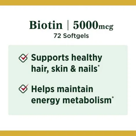 Nature's Bounty বায়োটিন 5000 mcg, 72টি সফটজেল