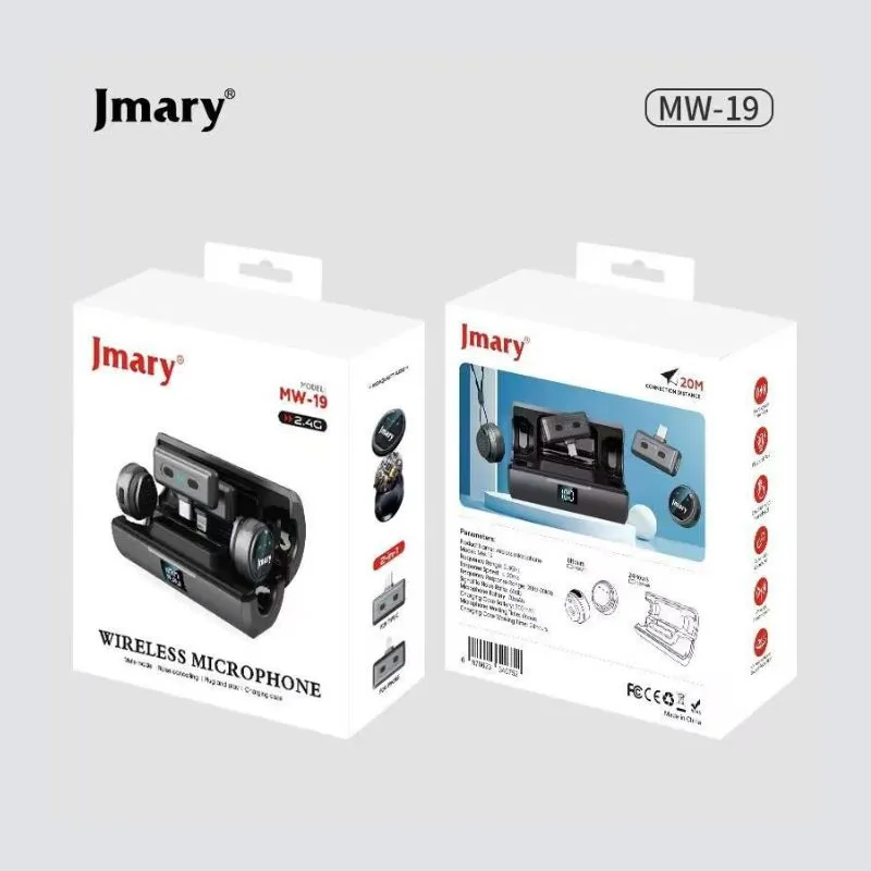 Jmary MW-19 নয়েজ ক্যান্সেলেশন ডুয়াল ওয়্যারলেস মাইক্রোফোন