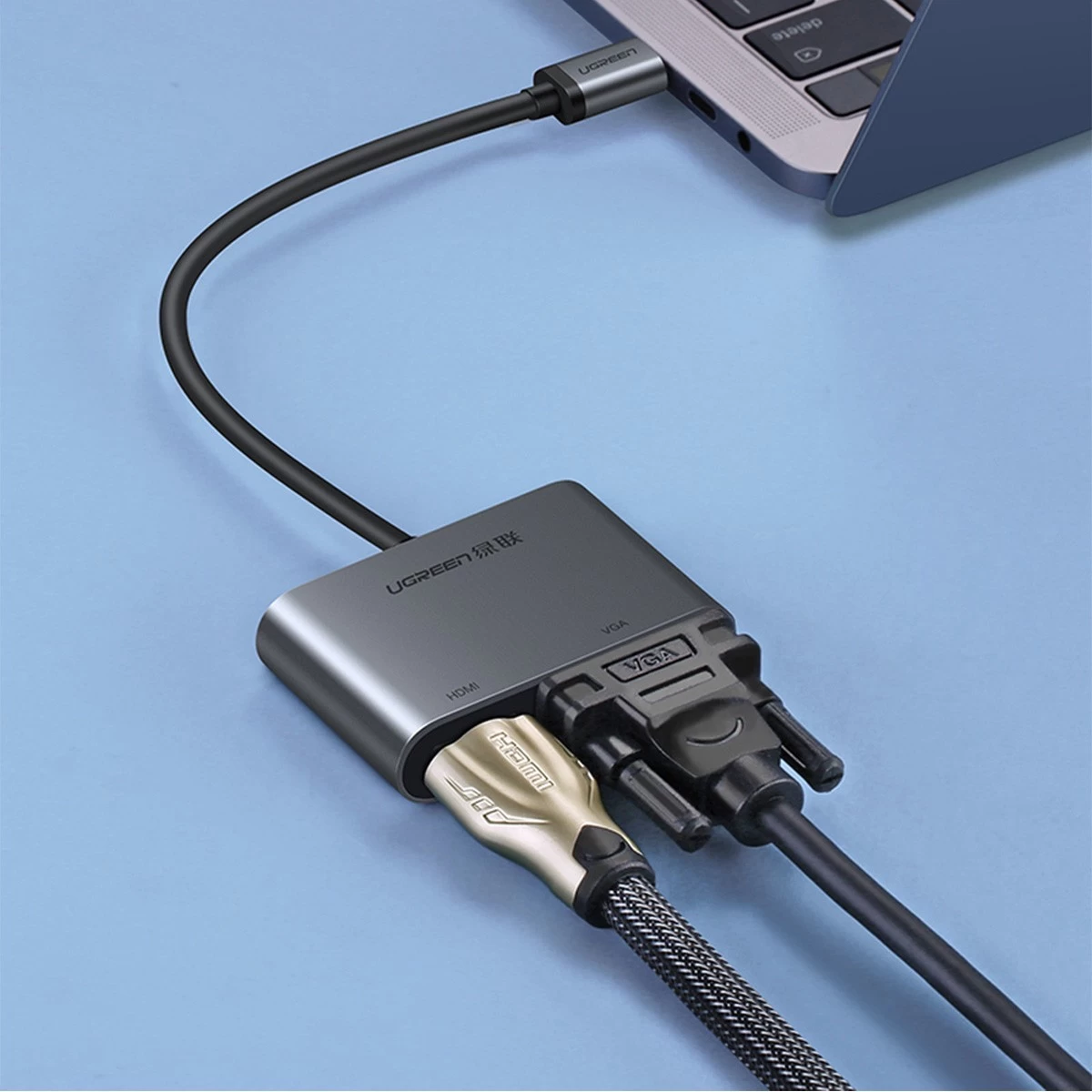 UGREEN 50505 Type-C to HDMI, VGA, USB 3.0 & Type-C Converter Gray