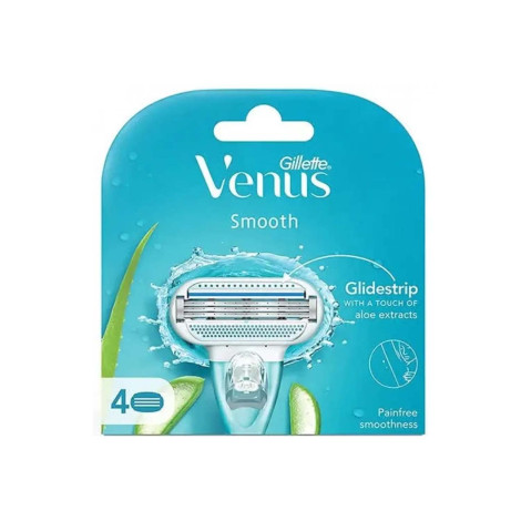 Gillette Venus Smooth  Glidestrip Aloe Vera Extracts Razor Blades For Women 4 pcs (India)