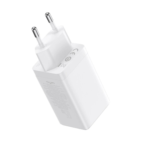 Baseus CCGP120202 GaN5 Pro USB ও ডুয়াল USB-C 65W EU সাদা চার্জার