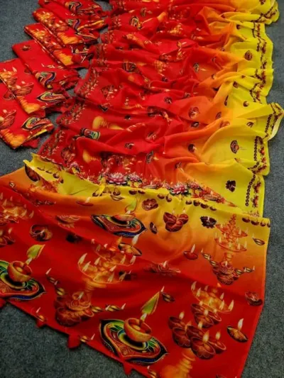 Chanderi Silk Floral Print Saree without Blouse, 5 Colours