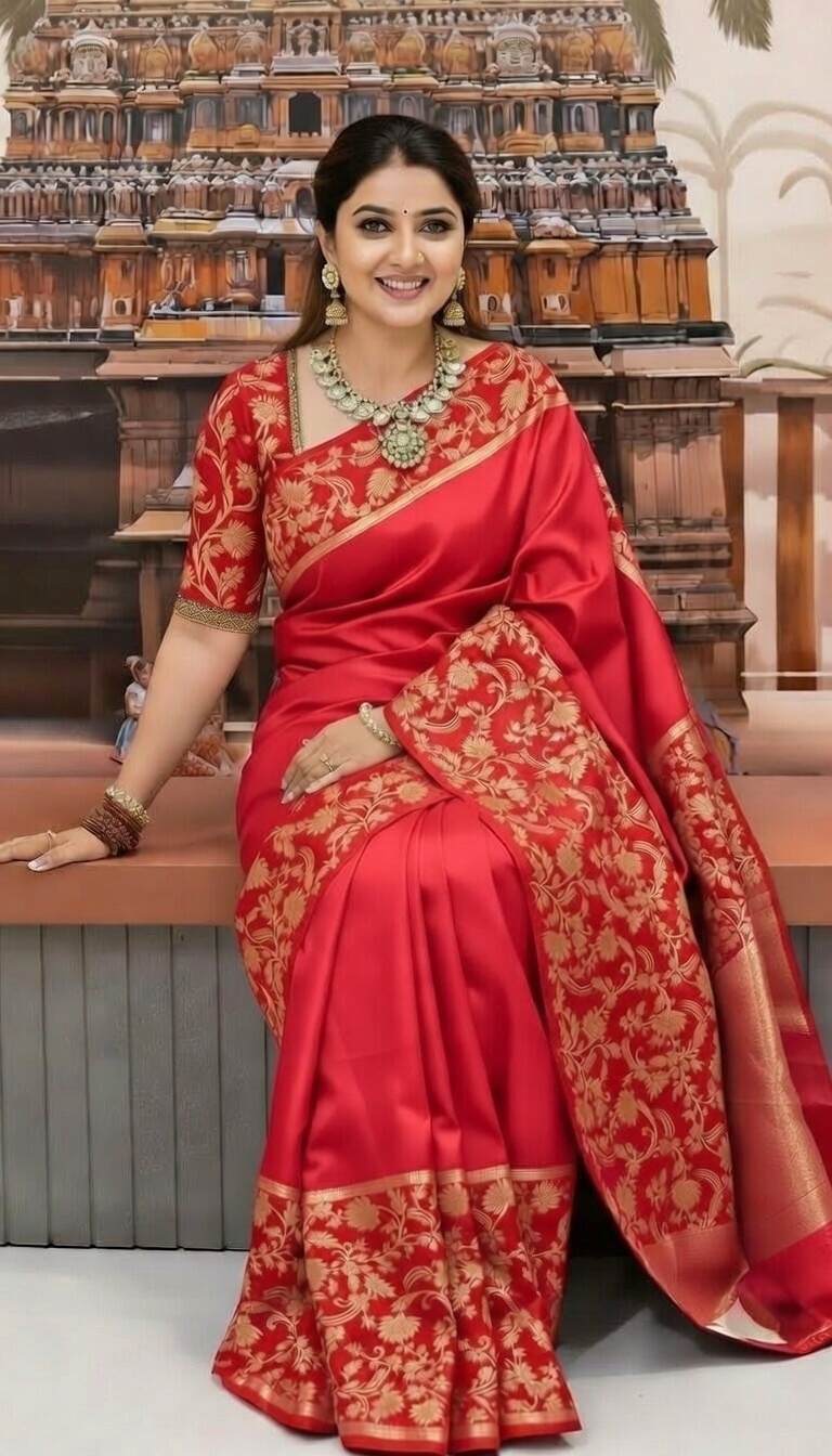 রূপকথা কাতান সিল্ক শাড়ি, বুটিক ডিজাইন ও ব্লাউজ পিসসহ