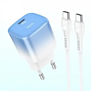 Hoco C101A PD 20W ফাস্ট মিনি ট্রাভেল চার্জার, Type-C টু Type-C ক্যাবলসহ