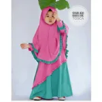 Girls' Borka and Hijab Set in Cherry Fabric, 4 Colours