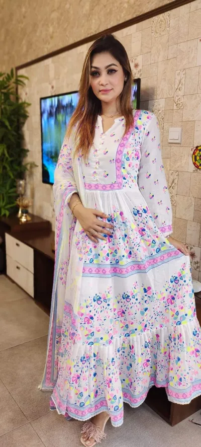 মেয়েদের AC কটন থ্রি পিস, বডি 42/44, পিওর কটন ওড়না