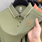Men's Sticker Badge Polo Shirt, Pique Cotton, 6 Colours