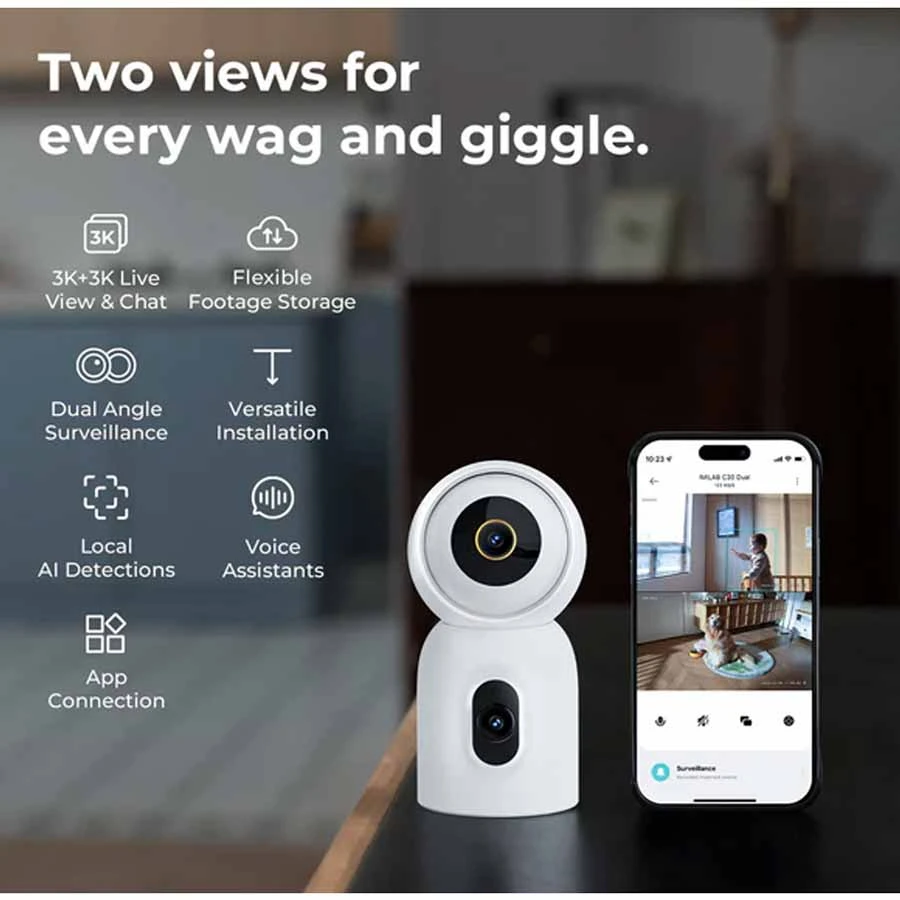 IMILAB C30 Dual 3K+3K White Home Security Dome Wi-Fi IP Camera (EU)