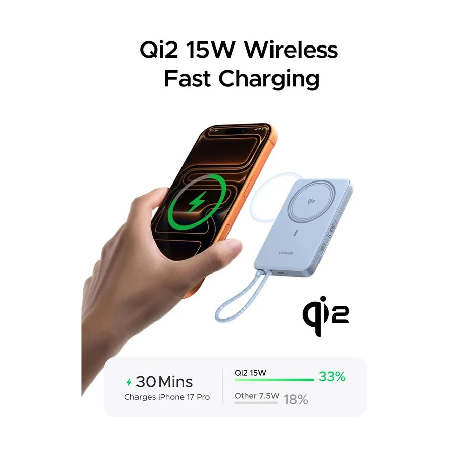 UGREEN PB570 (65839B) 10000mAh 30W Magnetic Wireless Power Bank Blue