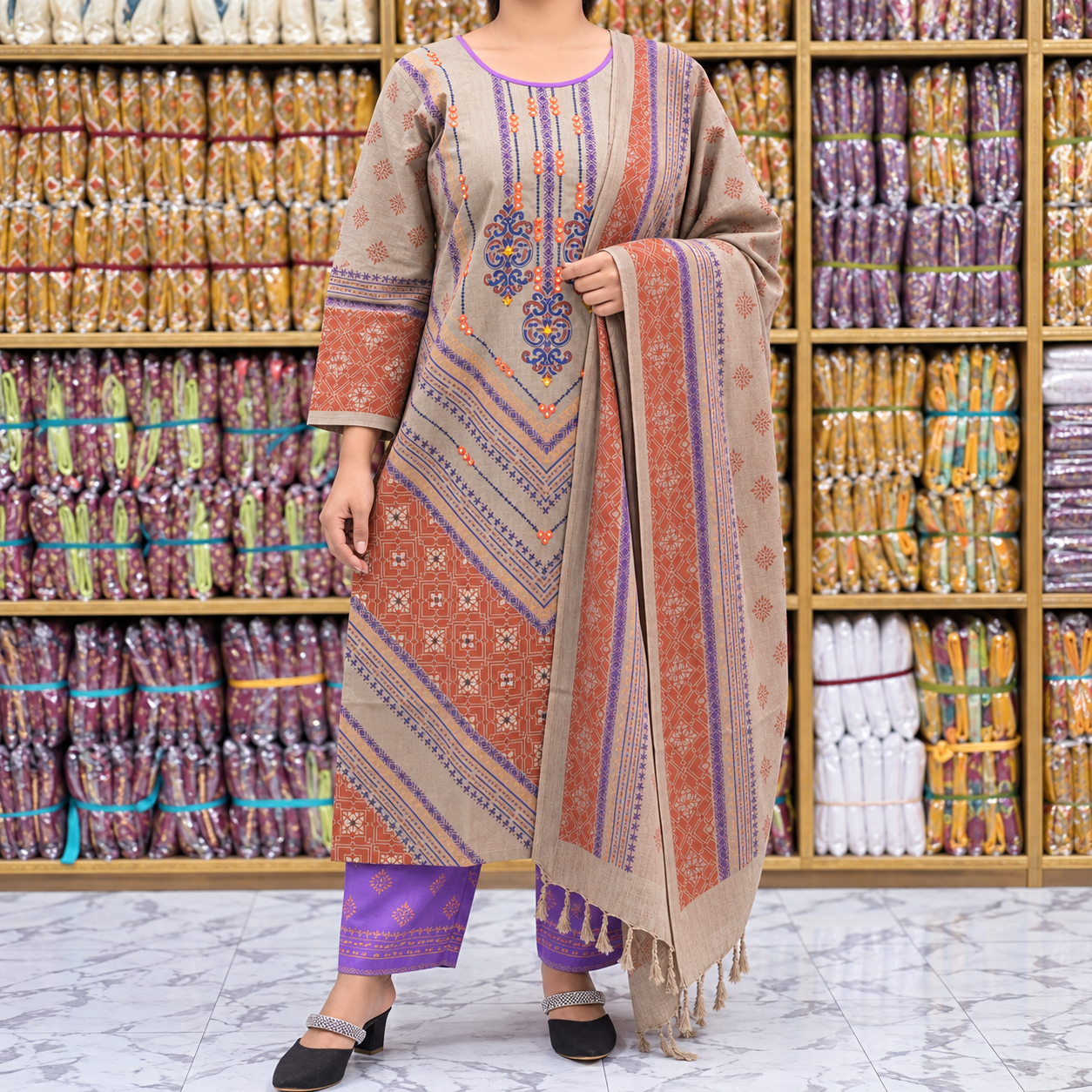 Puja Special Premium Cotton Three-Piece Collection