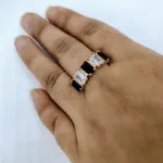 রংধনু রঙের স্টোন বসানো গোল্ডেন আংটি