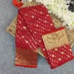 হাফ সিল্ক জামদানি শাড়ি কম্বো সেট - লাল