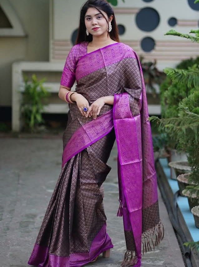 Royal Blue Kanjivaram Silk Saree with Golden Border, 13+ Haath