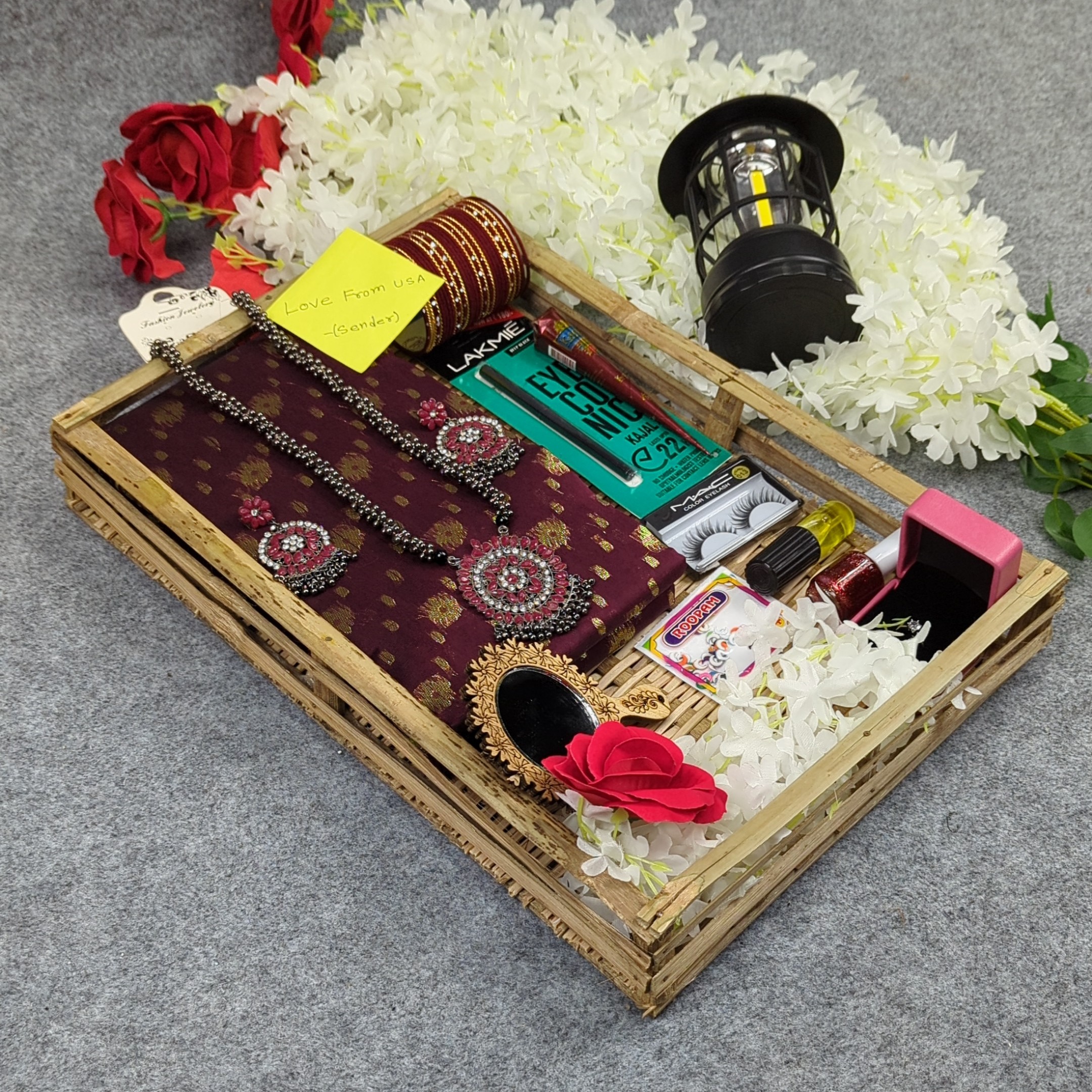 হাফ সিল্ক জামদানি শাড়ি কম্বো সেট - মেরুন