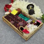 হাফ সিল্ক জামদানি শাড়ি কম্বো সেট - মেরুন
