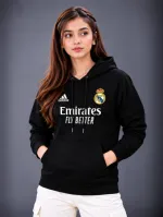Women's Semi Baggy Pure Cotton Hoodie with DTF Print, 330-350 GSM