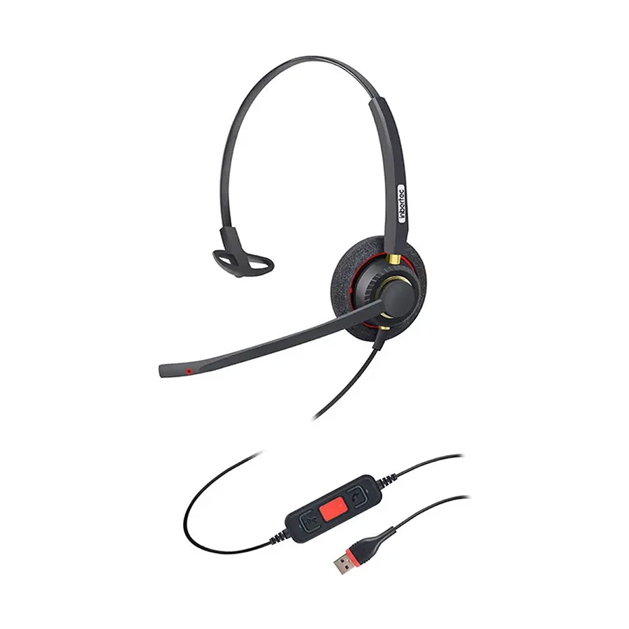 Inbertec UB805M Mono Wired USB Noise Cancelling Headphone Black