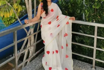 জর্জেট এমব্রয়ডারি শাড়ি, মহিলাদের, 3টি রং