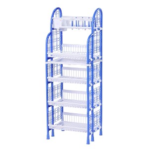 Hexagonal Standard kitchen Rack 5 Step Blue & White