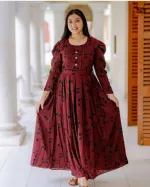 Women's Screen Print Silk Pori Gown, Lengths 51 to 56 Inch