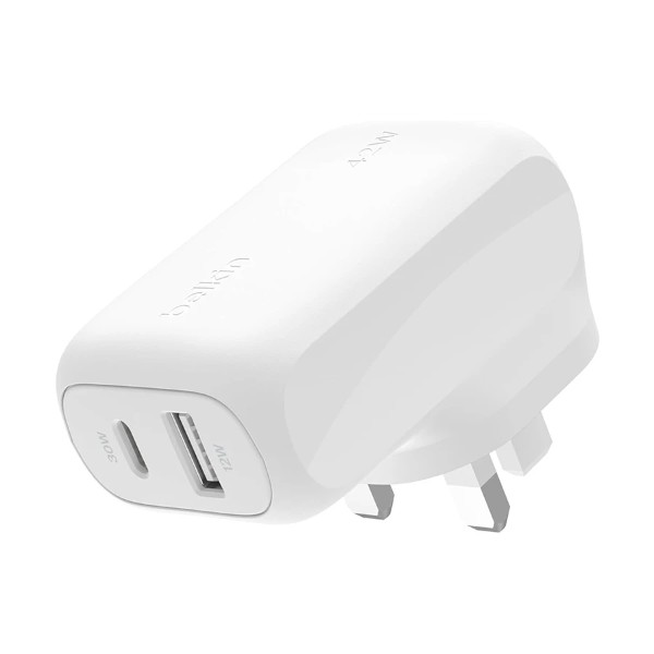 বেলকিন বুস্টচার্জ WCB009myWH 42W PD 3.0 PPS USB & USB-C চার্জার (UK)