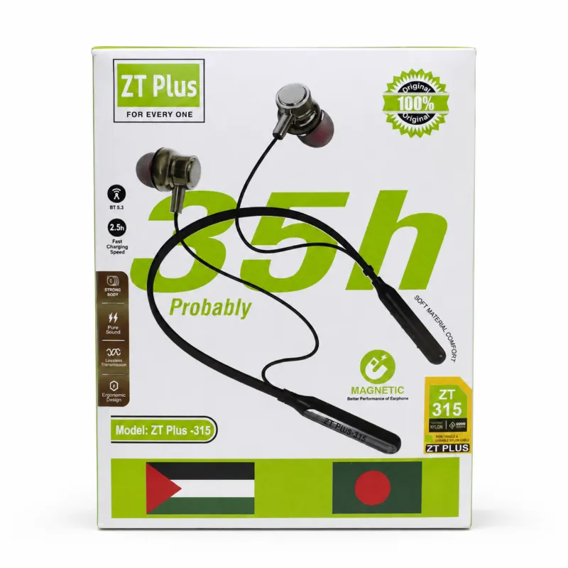 ZT Plus-315 ওয়্যারলেস ব্লুটুথ নেকব্যান্ড ইয়ারফোন 35H