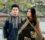 Dhupian Silk Couple Saree and Panjabi with Blouse, One Colour