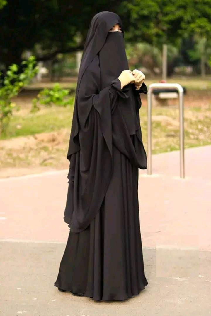 Taqwa Borka, Three Part Set with Hijab and Niqab, Cherry Fabric