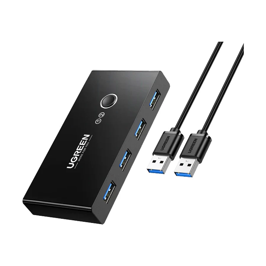 UGREEN US216 30768 Dual USB Male to Quad USB Female Hub, Black