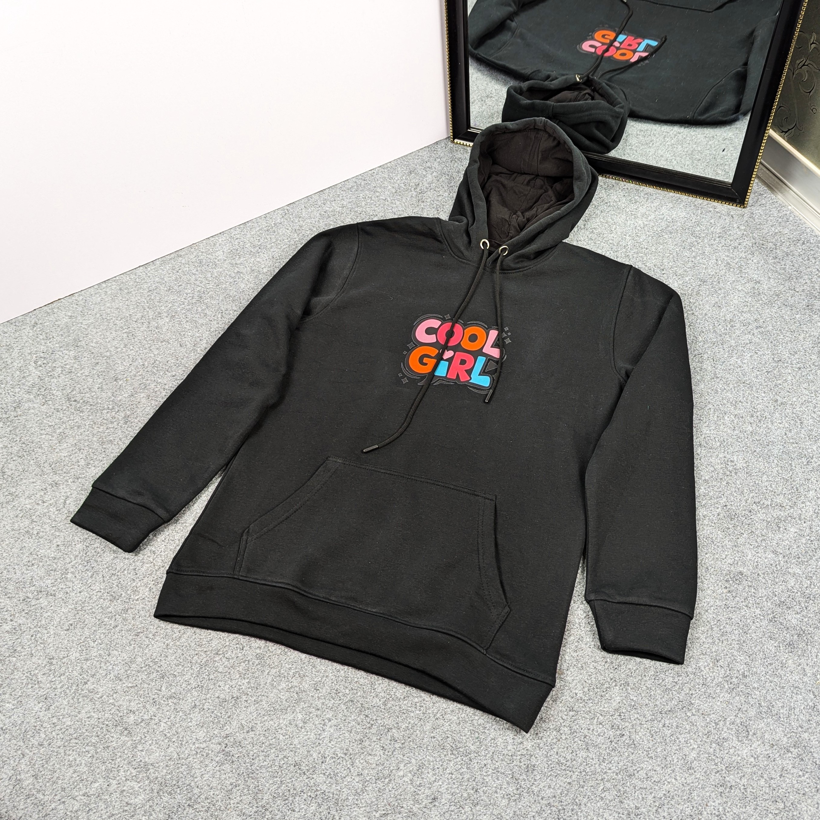 Premium Comfortable Printed Ladies Winter Hoodie ( Black)