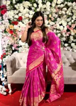 Katan Banarasi Saree, Full Body Zari Thread Work, No Blouse