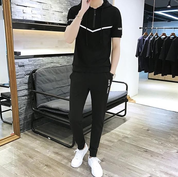 Men's Pure Cotton T-Shirt and Trouser Set, 200 GSM Tee, 3 Colours