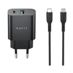 Havit ST926 USB ও USB-C 20W কালো চার্জার