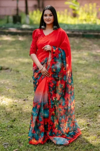 চান্দেরি সিল্ক শাড়ি, ডিজিটাল প্রিন্ট ডিজাইন, শুধু শাড়ি