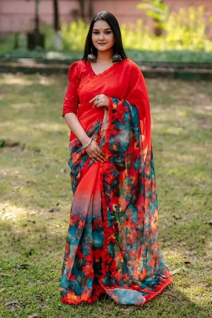 Digital Printed Chanderi Silk Saree for Women, Saree Only, 4 Colours